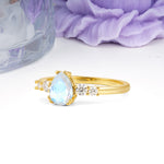 Classic, Minimalist 6-Prong Pear Cut Moonstone Engagement Ring - Additional view