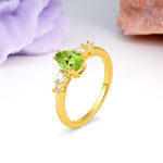 Classic, Minimalist 6-Prong Pear Cut Peridot Engagement Ring - Additional view