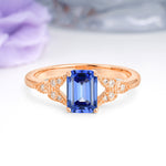 Classic Luxury 4 Prong Emerald Cut Sapphire Wedding Ring - Additional view
