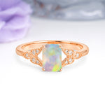 Classic Luxury 4 Prong Emerald Cut Fire Opal Wedding Ring - Additional view