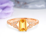 Classic Luxury 4 Prong Emerald Cut Citrine Wedding Ring - Additional view