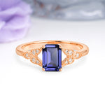 Classic Luxury 4 Prong Emerald Cut Tanzanite Wedding Ring - Additional view
