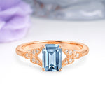 Classic Luxury 4 Prong Emerald Cut Aquamarine Wedding Ring - Additional view