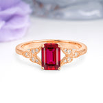 Classic Luxury 4 Prong Emerald Cut Ruby Wedding Ring - Additional view