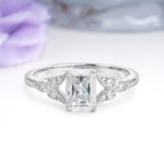 Classic Luxury 4 Prong Emerald Cut Moissanite Wedding Ring - Additional view