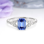 Classic Luxury 4 Prong Emerald Cut Sapphire Wedding Ring - Additional view