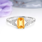 Classic Luxury 4 Prong Emerald Cut Citrine Wedding Ring - Additional view