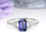 Classic Luxury 4 Prong Emerald Cut Tanzanite Wedding Ring - Additional view