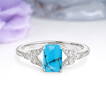 Classic Luxury 4 Prong Emerald Cut Turquoise Wedding Ring - Additional view