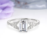 Classic Luxury 4 Prong Emerald Cut Lab Diamond Wedding Ring - Additional view
