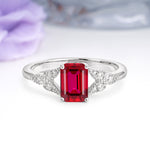 Classic Luxury 4 Prong Emerald Cut Ruby Wedding Ring - Additional view