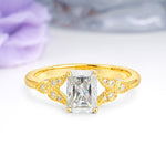 Classic Luxury 4 Prong Emerald Cut Moissanite Wedding Ring - Additional view