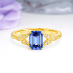 Classic Luxury 4 Prong Emerald Cut Sapphire Wedding Ring - Additional view
