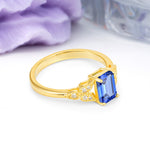 Classic Luxury 4 Prong Emerald Cut Sapphire Wedding Ring - Additional view