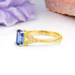 Classic Luxury 4 Prong Emerald Cut Sapphire Wedding Ring - Additional view