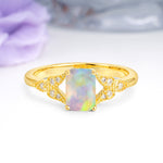 Classic Luxury 4 Prong Emerald Cut Fire Opal Wedding Ring - Additional view