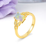Classic Luxury 4 Prong Emerald Cut Fire Opal Wedding Ring - Additional view
