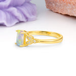 Classic Luxury 4 Prong Emerald Cut Fire Opal Wedding Ring - Additional view