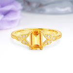 Classic Luxury 4 Prong Emerald Cut Citrine Wedding Ring - Additional view
