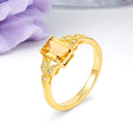 Classic Luxury 4 Prong Emerald Cut Citrine Wedding Ring - Additional view