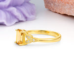 Classic Luxury 4 Prong Emerald Cut Citrine Wedding Ring - Additional view