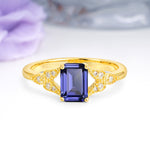 Classic Luxury 4 Prong Emerald Cut Tanzanite Wedding Ring - Additional view
