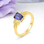 Classic Luxury 4 Prong Emerald Cut Tanzanite Wedding Ring - Additional view