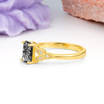 Classic Luxury 4 Prong Emerald Cut Black Rutilated Quartz Wedding Ring - Additional view