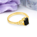 Classic Luxury 4 Prong Emerald Cut Black Onyx Wedding Ring - Additional view