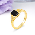 Classic Luxury 4 Prong Emerald Cut Black Onyx Wedding Ring - Additional view