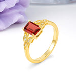 Classic Luxury 4 Prong Emerald Cut Garnet Wedding Ring - Additional view