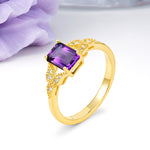Classic Luxury 4 Prong Emerald Cut Amethyst Wedding Ring - Additional view