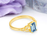 Classic Luxury 4 Prong Emerald Cut Aquamarine Wedding Ring - Additional view