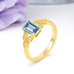 Classic Luxury 4 Prong Emerald Cut Aquamarine Wedding Ring - Additional view