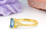 Classic Luxury 4 Prong Emerald Cut Aquamarine Wedding Ring - Additional view