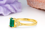 Classic Luxury 4 Prong Emerald Cut Emerald Wedding Ring - Additional view