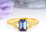 Classic Luxury 4 Prong Emerald Cut Alexandrite Wedding Ring - Additional view