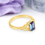 Classic Luxury 4 Prong Emerald Cut Alexandrite Wedding Ring - Additional view