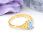 Classic Luxury 4 Prong Emerald Cut Moonstone Wedding Ring - Additional view