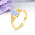 Classic Luxury 4 Prong Emerald Cut Moonstone Wedding Ring - Additional view