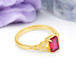 Classic Luxury 4 Prong Emerald Cut Ruby Wedding Ring - Additional view