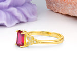 Classic Luxury 4 Prong Emerald Cut Ruby Wedding Ring - Additional view