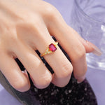 Classic Luxury 4 Prong Emerald Cut Ruby Wedding Ring - Additional view