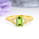 Classic Luxury 4 Prong Emerald Cut Peridot Wedding Ring - Additional view