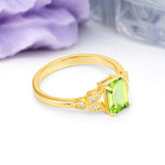 Classic Luxury 4 Prong Emerald Cut Peridot Wedding Ring - Additional view