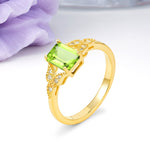 Classic Luxury 4 Prong Emerald Cut Peridot Wedding Ring - Additional view