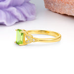 Classic Luxury 4 Prong Emerald Cut Peridot Wedding Ring - Additional view