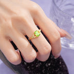 Classic Luxury 4 Prong Emerald Cut Peridot Wedding Ring - Additional view