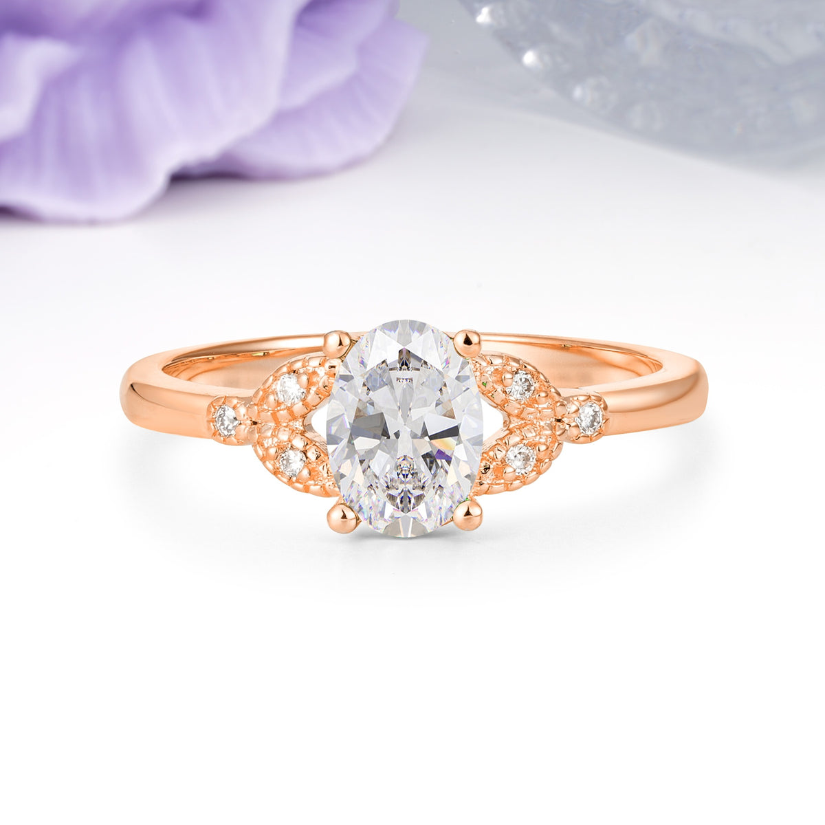 Luxurious 4-Prong Oval Cut Moissanite Engagement Ring - Additional view
