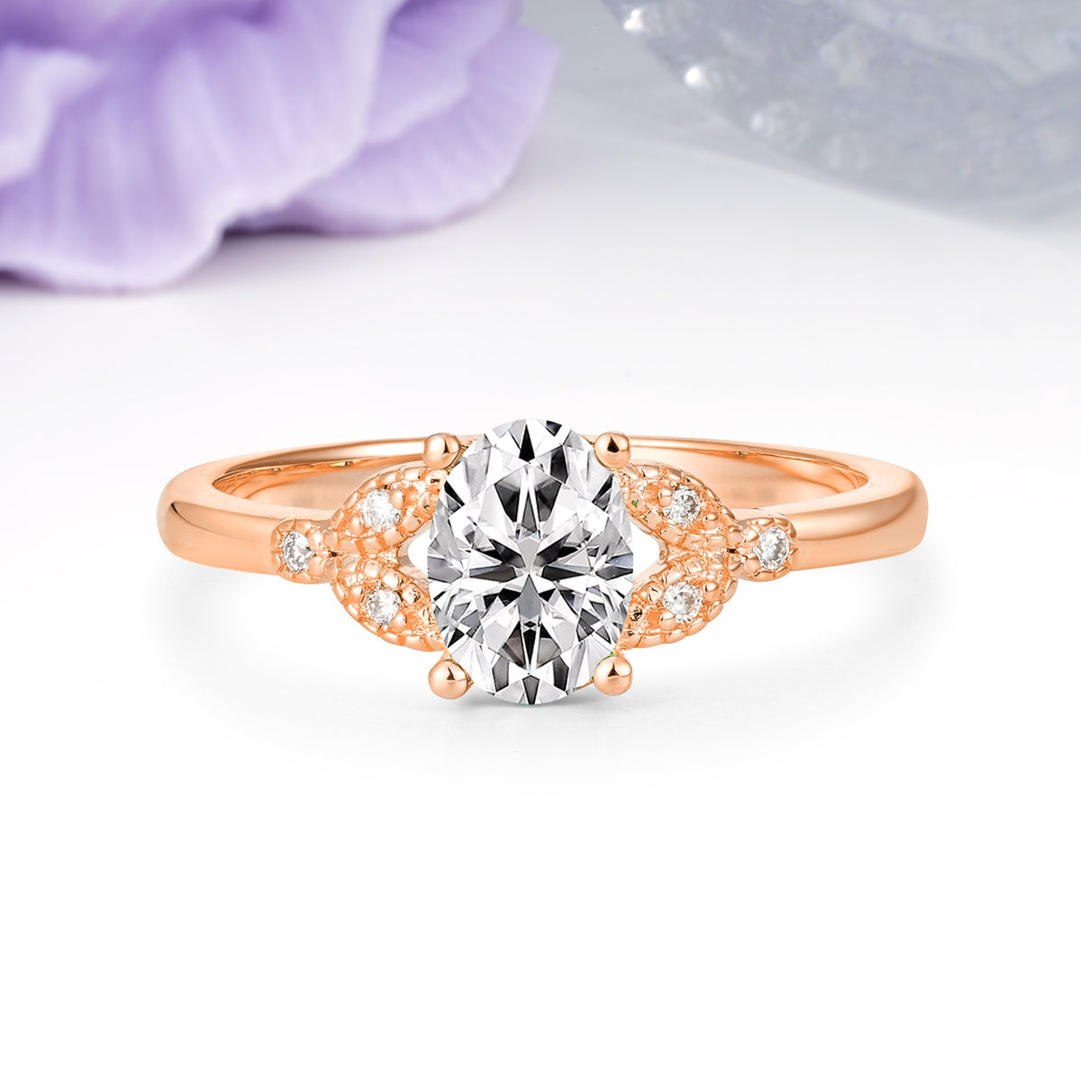 Luxurious 4-Prong Oval Cut Lab Diamond Engagement Ring - Additional view